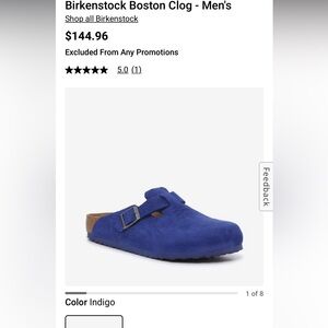 Birkenstock Boston nubuk leather indigo blue clogs